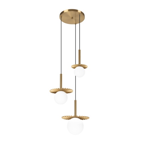 Nowoczesna lampa wisząca 3-punktowa CHITA - złota, szklane klosze G9