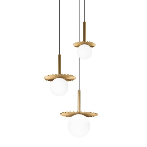 Nowoczesna lampa wisząca 3-punktowa CHITA - złota, szklane klosze G9