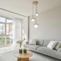 Nowoczesna lampa wisząca 3-punktowa CHITA - złota, szklane klosze G9