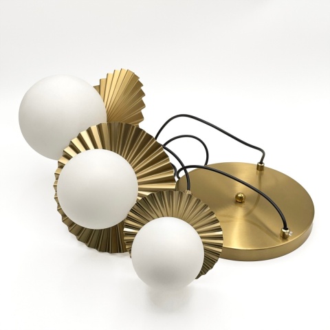 Nowoczesna lampa wisząca 3-punktowa CHITA - złota, szklane klosze G9