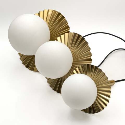 Nowoczesna lampa wisząca 3-punktowa CHITA - złota, szklane klosze G9