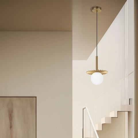 Nowoczesna lampa wisząca CHITA - złota, szklane klosze G9