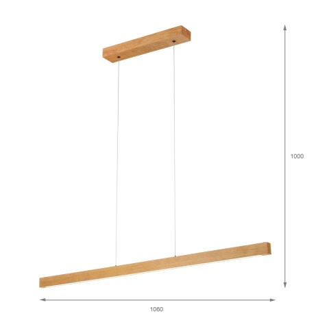 Nowoczesna lampa wisząca VERDE dąb - z reg. jasności 18W LED 3000K SENSOR