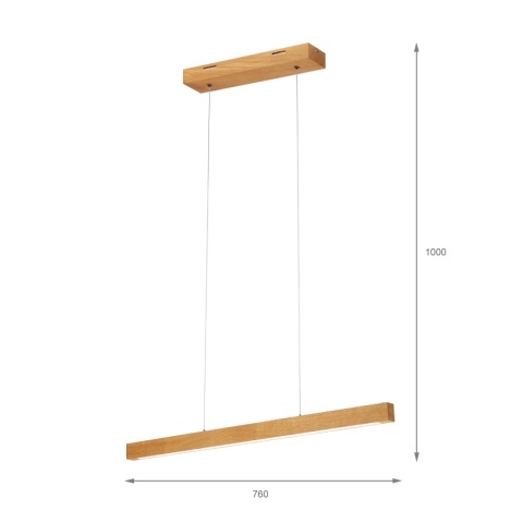 Nowoczesna lampa wisząca VERDE dąb - z regulacją jasności 18W LED 3000K
