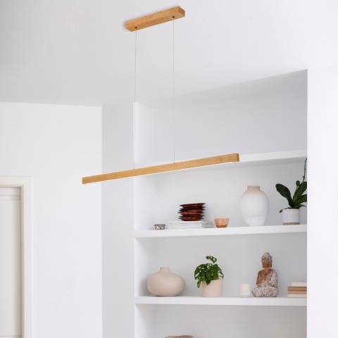 Nowoczesna lampa wisząca VERDE dąb - z regulacją jasności 18W LED 3000K