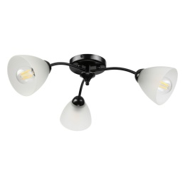 Lampa sufitowa ARCO 3-punktowa CZARNA E27 transparentne klosze