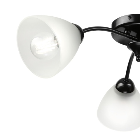 Lampa sufitowa ARCO 3-punktowa CZARNA E27 transparentne klosze