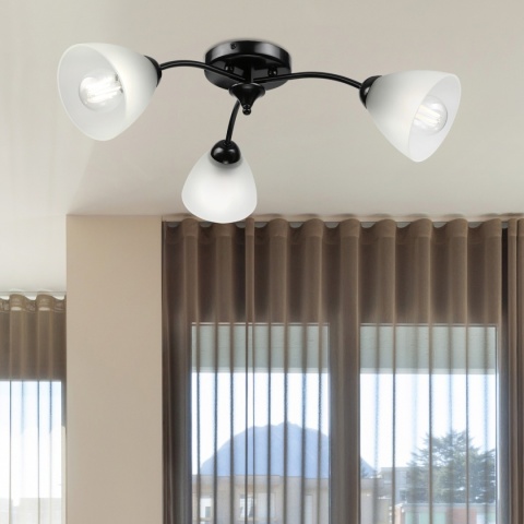 Lampa sufitowa ARCO 3-punktowa CZARNA E27 transparentne klosze
