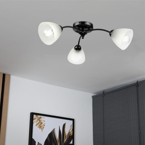 Lampa sufitowa ARCO 3-punktowa CZARNA E27 transparentne klosze