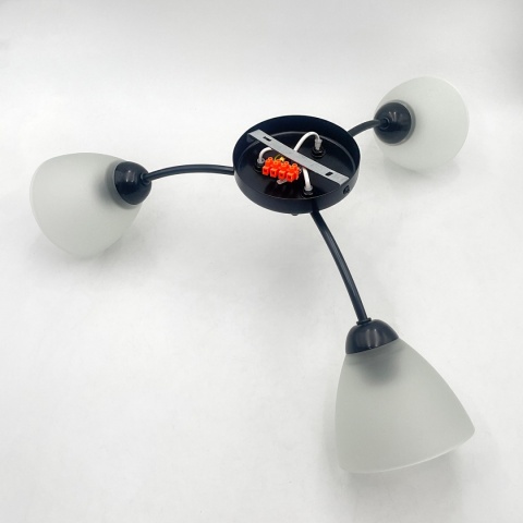 Lampa sufitowa ARCO 3-punktowa CZARNA E27 transparentne klosze
