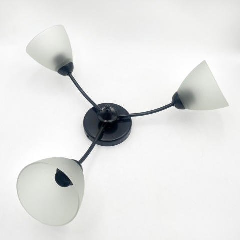 Lampa sufitowa ARCO 3-punktowa CZARNA E27 transparentne klosze