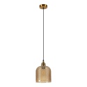 Elegancka ZŁOTA lampa wisząca 1-punktowa ROCCO - ozdobny klosz bursztynowy E27