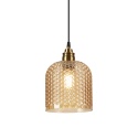 Elegancka ZŁOTA lampa wisząca 1-punktowa ROCCO - ozdobny klosz bursztynowy E27