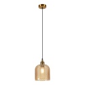 Elegancka ZŁOTA lampa wisząca 1-punktowa ROCCO - ozdobny klosz bursztynowy E27