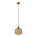 Elegancka ZŁOTA lampa wisząca 1-punktowa MILOU - klosz bursztynowy E27
