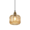 Elegancka ZŁOTA lampa wisząca 1-punktowa MILOU - klosz bursztynowy E27