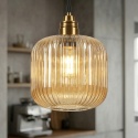 Elegancka ZŁOTA lampa wisząca 1-punktowa MILOU - klosz bursztynowy E27