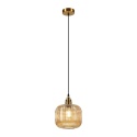 Elegancka ZŁOTA lampa wisząca 1-punktowa MILOU - klosz bursztynowy E27
