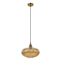 Elegancka ZŁOTA lampa wisząca 1-punktowa MILOU - klosz bursztynowyE27