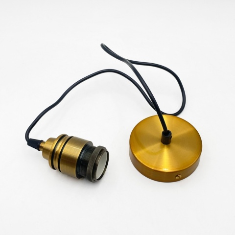 Elegancka ZŁOTA lampa wisząca 1-punktowa MILOU - klosz bursztynowyE27