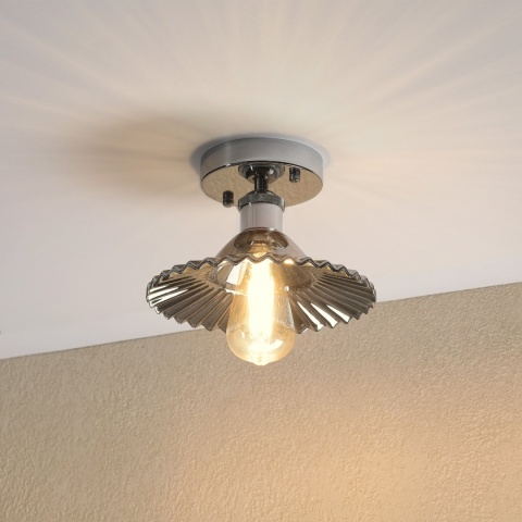 Nowoczesna lampa CHROM sufitowa TRISH klosz grafitowy - szkło