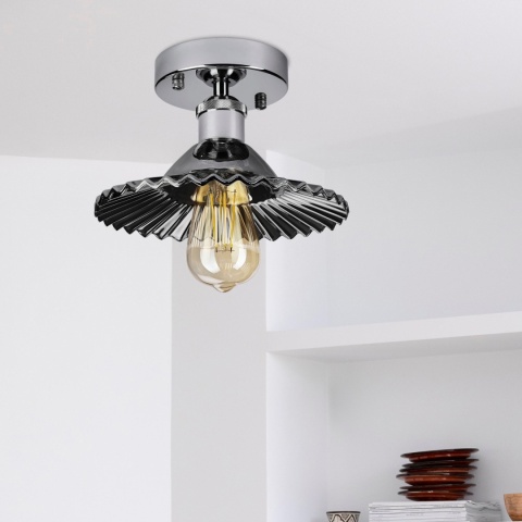 Nowoczesna lampa CHROM sufitowa TRISH klosz grafitowy - szkło