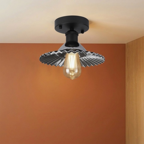 Nowoczesna lampa CZARNA sufitowa TRISH klosz grafitowy - szkło