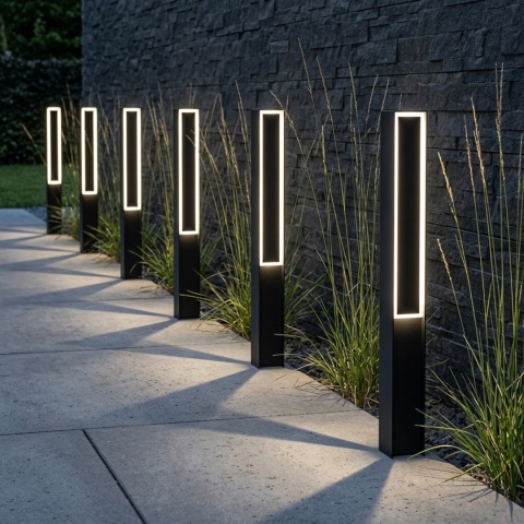 Nowoczesna lampa ogrodowa WYSOKA - 80CM słupek - czarna IP44 LED MODO
