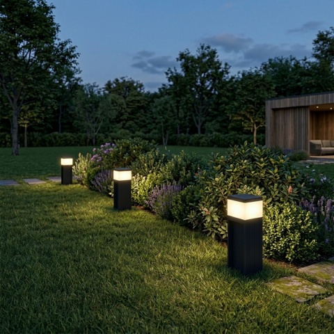 Nowoczesna lampa ogrodowa VESPER słupek - czarna IP44 G9