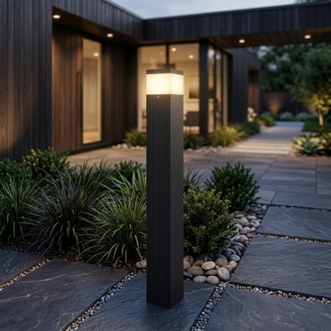 Nowoczesna lampa ogrodowa VESPER słupek - czarna IP44 G9 80CM