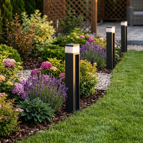 Nowoczesna lampa ogrodowa VESPER słupek - czarna IP44 G9 50CM