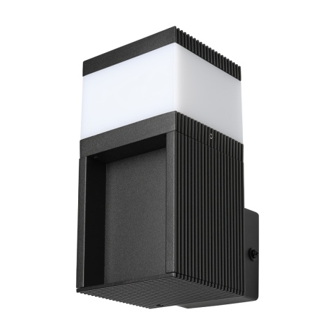 Nowoczesna lampa ogrodowa - kinkiet VESPER czarny IP44 klosz ryflowany G9
