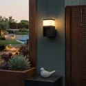 Nowoczesna lampa ogrodowa - kinkiet VESPER czarny IP44 klosz ryflowany G9