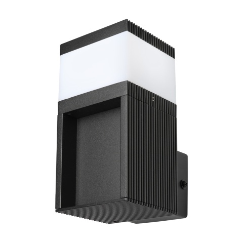 Nowoczesna lampa ogrodowa - kinkiet VESPER czarny IP44 klosz ryflowany G9