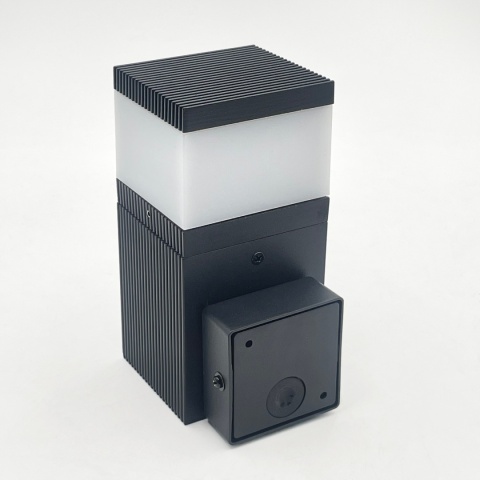 Nowoczesna lampa ogrodowa - kinkiet VESPER czarny IP44 klosz ryflowany G9