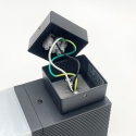 Nowoczesna lampa ogrodowa - kinkiet VESPER czarny IP44 klosz ryflowany G9