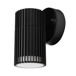 Nowoczesna lampa ogrodowa - kinkiet LANTHEA czarny IP44 klosz ryflowany GU10