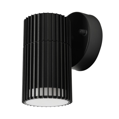 Nowoczesna lampa ogrodowa - kinkiet LANTHEA czarny IP44 klosz ryflowany GU10