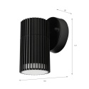 Nowoczesna lampa ogrodowa - kinkiet LANTHEA czarny IP44 klosz ryflowany GU10