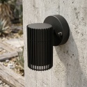 Nowoczesna lampa ogrodowa - kinkiet LANTHEA czarny IP44 klosz ryflowany GU10