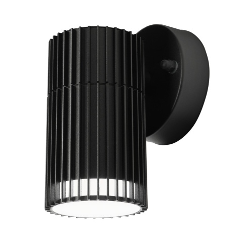 Nowoczesna lampa ogrodowa - kinkiet LANTHEA czarny IP44 klosz ryflowany GU10