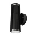 Nowoczesna lampa ogrodowa 2-punktowa - kinkiet LANTHEA czarny IP44 klosz ryflowany GU10