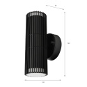 Nowoczesna lampa ogrodowa 2-punktowa - kinkiet LANTHEA czarny IP44 klosz ryflowany GU10