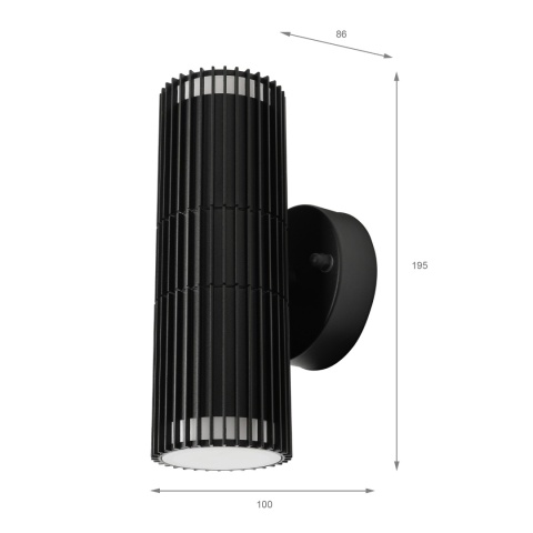 Nowoczesna lampa ogrodowa 2-punktowa - kinkiet LANTHEA czarny IP44 klosz ryflowany GU10