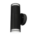 Nowoczesna lampa ogrodowa 2-punktowa - kinkiet LANTHEA czarny IP44 klosz ryflowany GU10