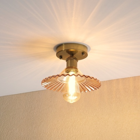 Nowoczesna lampa PATYNA sufitowa TRISH klosz bursztynowy - szkło