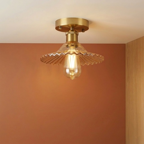 Nowoczesna lampa PATYNA sufitowa TRISH klosz bursztynowy - szkło