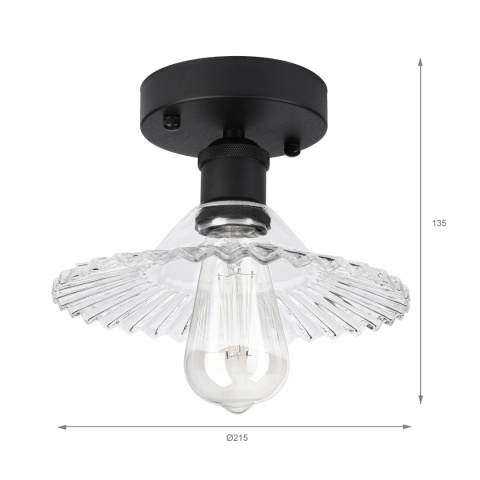 Nowoczesna lampa sufitowa TRISH klosz transparentny CZARNA