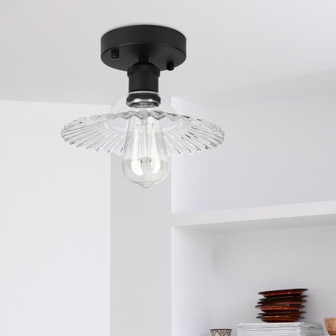 Nowoczesna lampa sufitowa TRISH klosz transparentny CZARNA