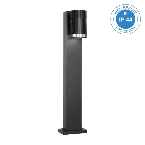 Nowoczesna lampa ogrodowa LANTHEA - czarna IP44 klosz ryflowany